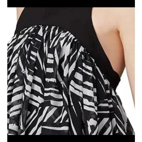 TOCCIN Black White Printed Trapeze High Low Sleeveless Maxi Dress size 20 - Picture 14 of 15